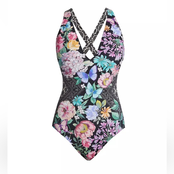 NWT Johnny Was One-Piece Racerback Floral Swimsuit - Picture 7 of 10